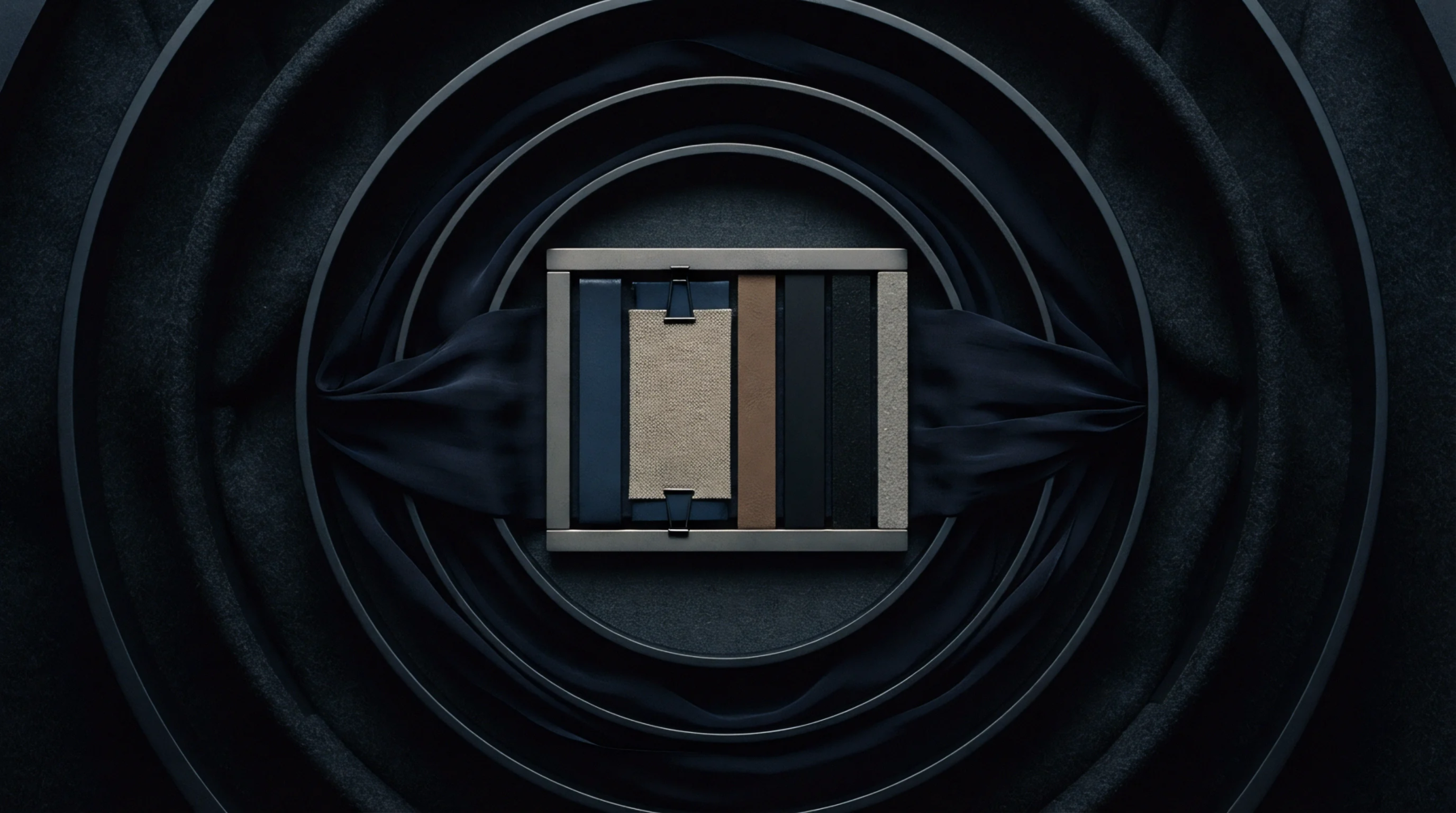 Digital graphic render displays modular industrial production capacity units centered inside concentric structural rings within a dark facility.