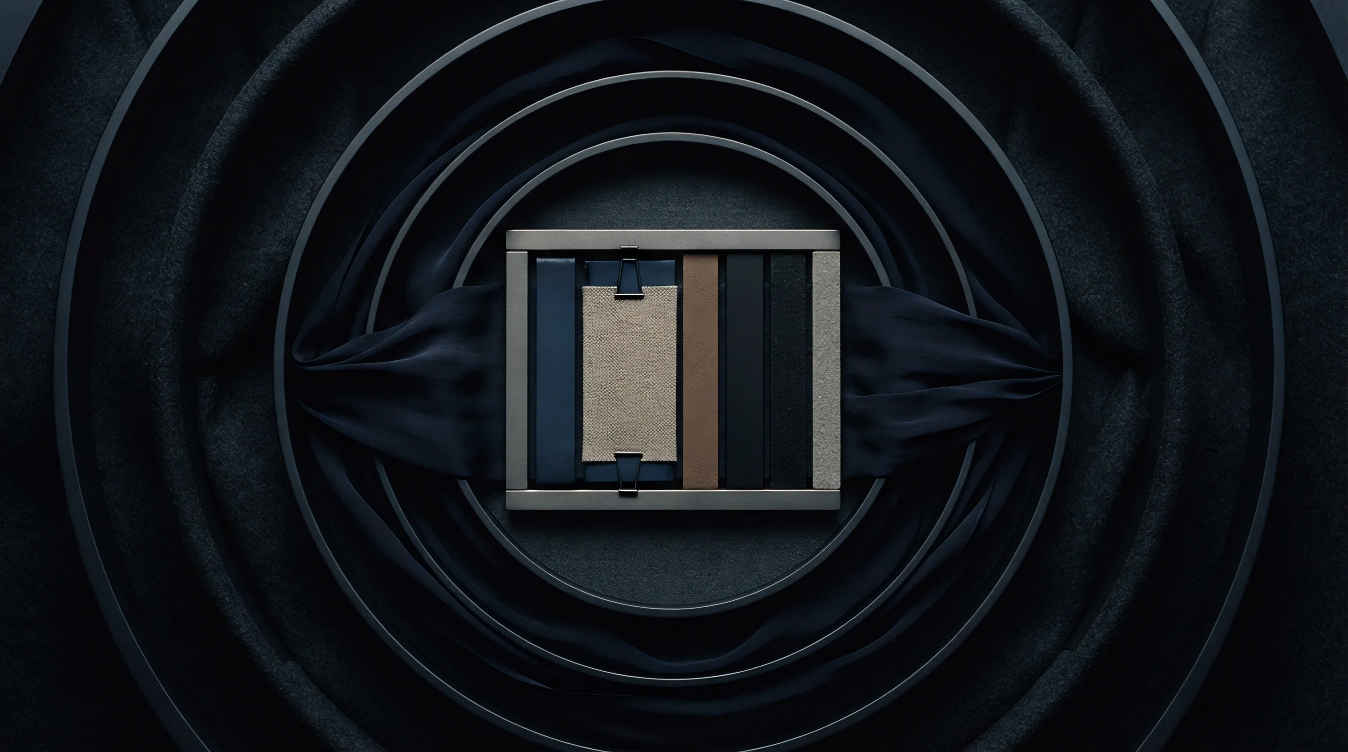 Digital graphic render displays modular industrial production capacity units centered inside concentric structural rings within a dark facility.